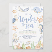 海中動物海誕生日 招待状 (正面)