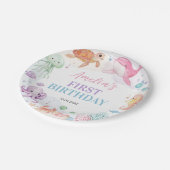 海中可愛い海動物誕生日 ペーパープレート (アングル)