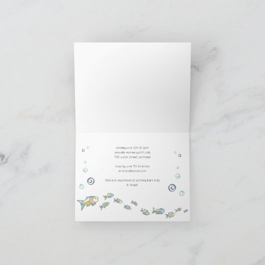海中海をテーマにしたベビーシャワー招待状 カード (内部)