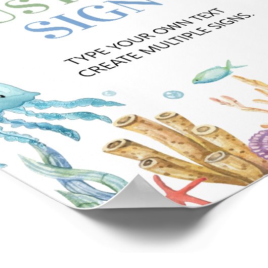 海中海動物パーティー表カスタムの標識 ポスター (角)