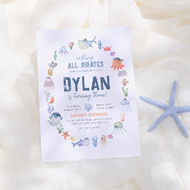 海中海動物少年海賊誕生日 招待状
