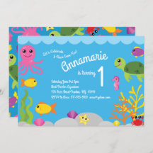 海中海動物誕生日招待状