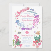 海中海動物赤ちゃんシャワー招待状 招待状 (正面)