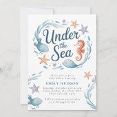 海中海動物赤ちゃんシャワー招待状 招待状 (正面)