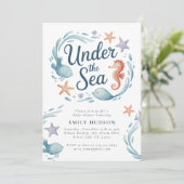 海中海動物赤ちゃんシャワー招待状 招待状 (スタンド正面)