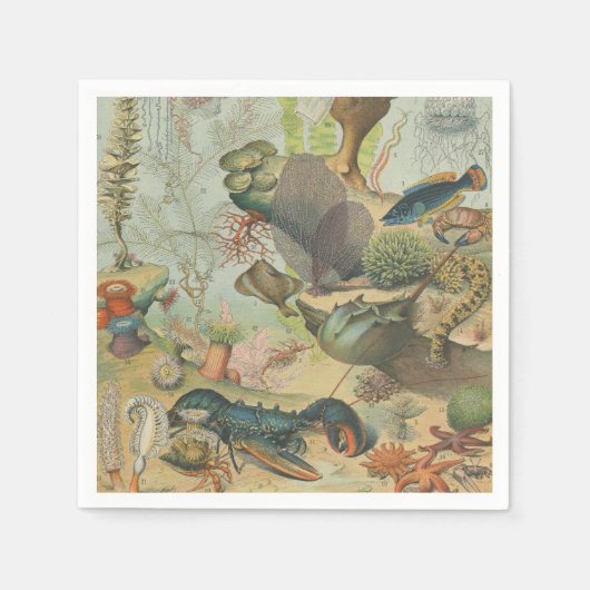 海中海海洋動物パーティー スタンダードカクテルナプキン (正面)