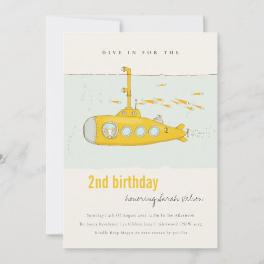 海中潜潜潜航艇イエローエイジ誕生日 招待状 (正面)