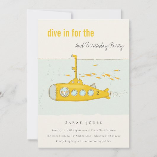 海中潜潜潜航艇イエローエイジ誕生日 招待状 (正面)