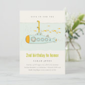 海中潜潜潜航艇Any Age誕生日招待状 サンキューカード (スタンド正面)