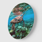 海中熱帯海亀 ラージ壁時計 (傾斜)