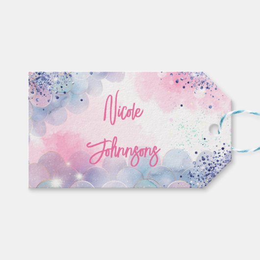 海中魔法人魚の誕生日バッシュ ギフトタグ (正面(横))