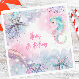 海中魔法人魚の誕生日バッシュ スタンダードランチョンナプキン