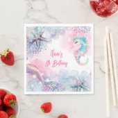 海中魔法人魚の誕生日バッシュ スタンダードランチョンナプキン (インサイチュ)