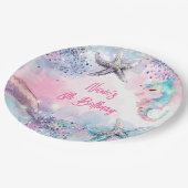 海中魔法人魚の誕生日バッシュ ペーパープレート (アングル)