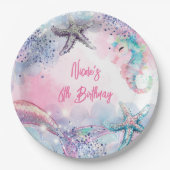 海中魔法人魚の誕生日バッシュ ペーパープレート (正面)