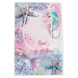 海中魔法人魚の誕生日バッシュ ミディアムペーパーバッグ