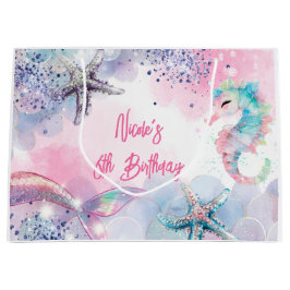 海中魔法人魚の誕生日バッシュ ラージペーパーバッグ