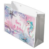 海中魔法人魚の誕生日バッシュ ラージペーパーバッグ (正面アングル)