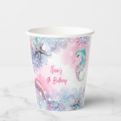 海中魔法人魚の誕生日バッシュ 紙コップ (正面)