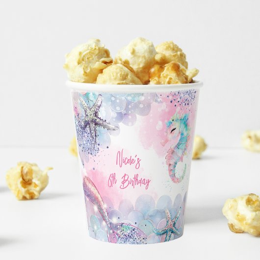 海中魔法人魚の誕生日バッシュ 紙コップ