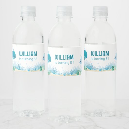 海中,海動物パーティーテーマ ペットボトルラベル (ボトル)