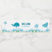 海中,海動物パーティーテーマ ペットボトルラベル (シングルラベル)