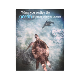 海亀とアシカが水中に メタルプリント