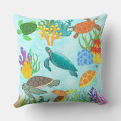 海亀とサンゴの下の海 クッション (裏面)