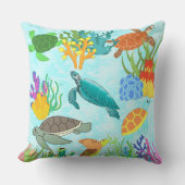 海亀とサンゴの下の海 クッション (正面)