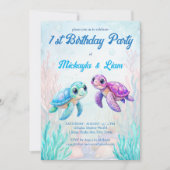 海亀のアクアブルーツインズの誕生日 招待状 (正面)