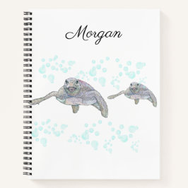 海亀のカラフルなオリジナル絵  名前入り ノートブック