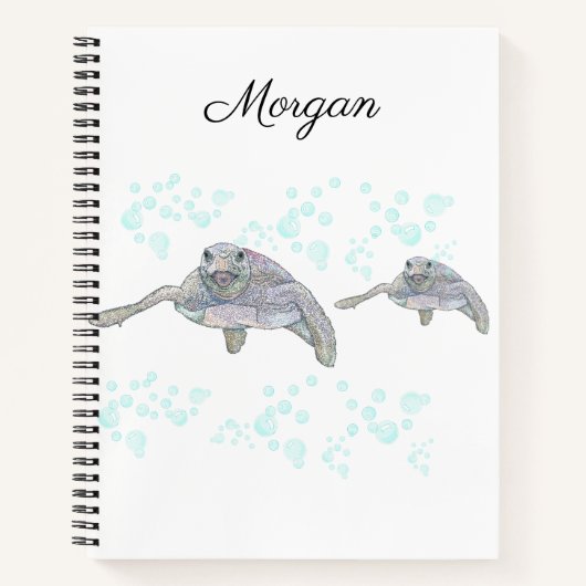 海亀のカラフルなオリジナル絵  名前入り ノートブック (正面)