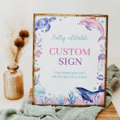 海亀の下の誕生日カスタムテーブルの標識 ポスター