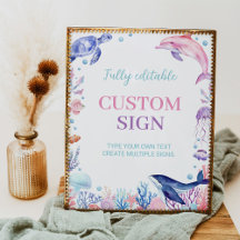 海亀の下の誕生日カスタムテーブルの標識