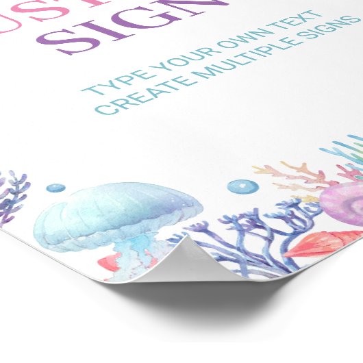 海亀の下の誕生日カスタムテーブルの標識 ポスター (角)