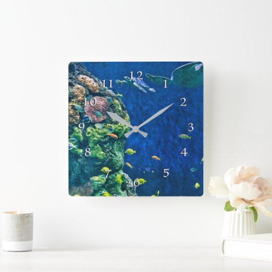 海亀の園の下 スクエア壁時計 (ホーム)