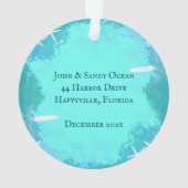 海亀の夫婦の最初の結婚クリスマス オーナメント (裏面)