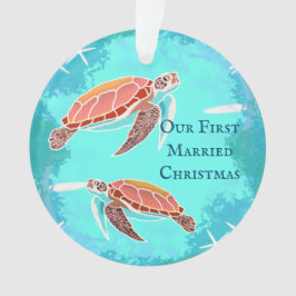 海亀の夫婦の最初の結婚クリスマス オーナメント
