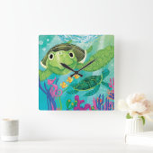 海亀の救出 スクエア壁時計 (ホーム)