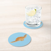 海亀の水の下 – 透明。 ラウンドペーパーコースター (インサイチュ)