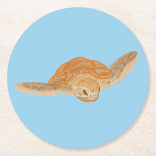 海亀の水の下 – 透明。 ラウンドペーパーコースター (正面)