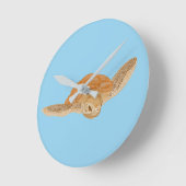 海亀の水の下 – 透明。 ラウンド壁時計 (傾斜)