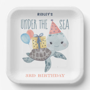 海亀の水の色誕生日 ペーパープレート