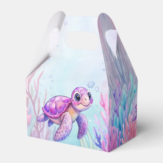 海亀の紫の赤ちゃんシャワーの女の子の下 フェイバーボックス (裏面サイド)