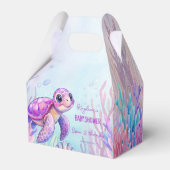 海亀の紫の赤ちゃんシャワーの女の子の下 フェイバーボックス (正面サイド)