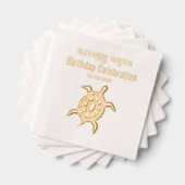 海亀の誕生日パーティーお祝い #2 名前 日付 箔ナプキン (インサイチュ (積み重ね))