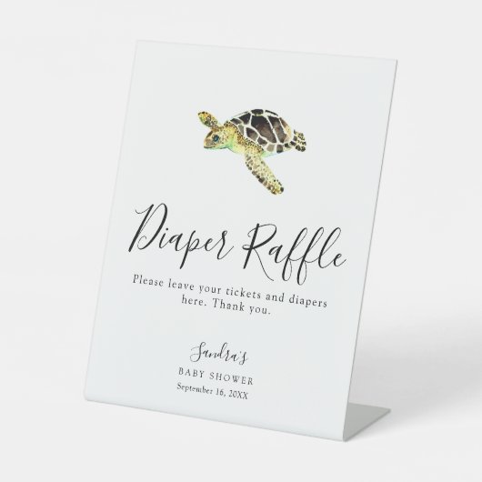 海亀の赤ちゃんシャワーおむつくじゲーム ミニマル 台座サイン (正面)