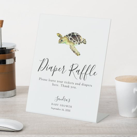 海亀の赤ちゃんシャワーおむつくじゲーム ミニマル 台座サイン (インサイチュ)