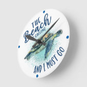 海亀ビーチ ラウンド壁時計 (傾斜)