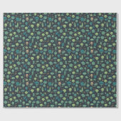 海予測できな生き物とエイリアン模様 ラッピングペーパー (フラット)